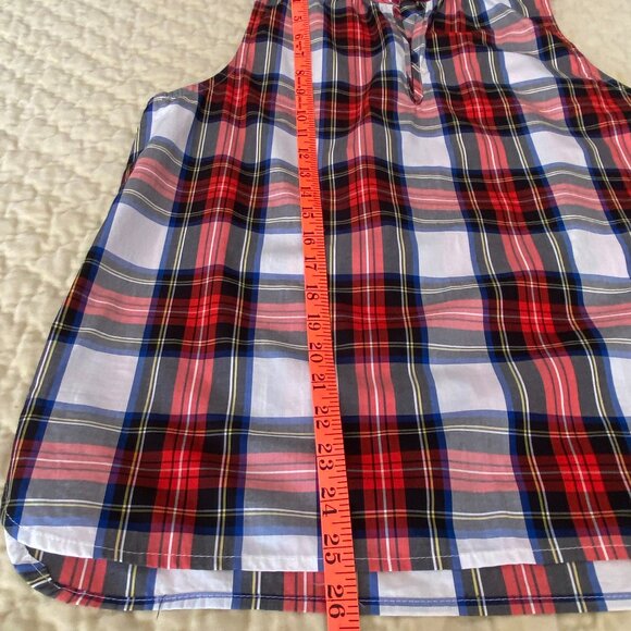 J Crew Holiday Plaid Tartan Ruffle Neck Tank - Picture 9 of 16